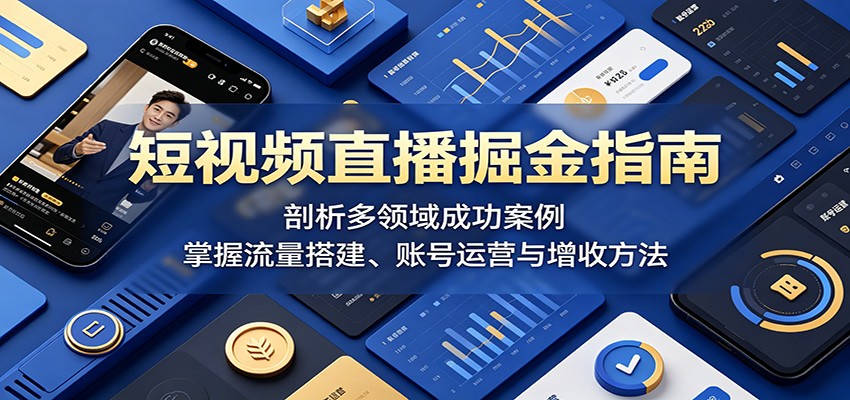 短视频直播掘金指南：剖析多领域成功案例，掌握流量搭建、账号运营与增收方法-创富资源库云网创