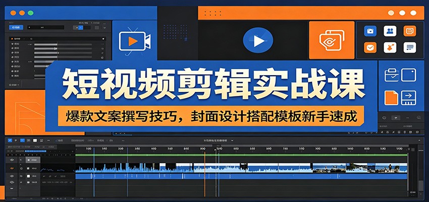 短视频剪辑实战课：爆款文案撰写技巧，封面设计搭配模板新手速成-启微空间
