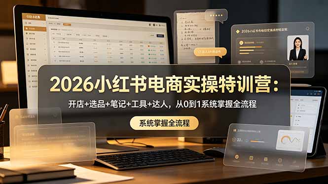 2026小红书电商实操特训营:开店+选品+笔记+工具+达人,从0到1系统掌握全流程-极速搞钱云网创
