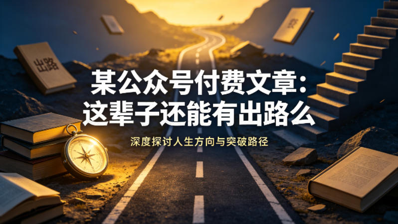 某公众号付费文章：这辈子还能有出路么-小目标云网创