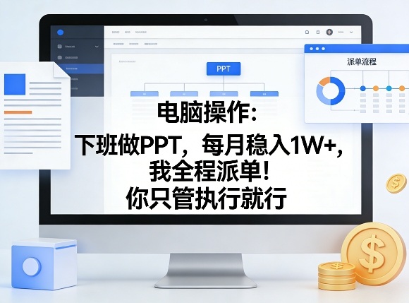 电脑操作：下班做PPT，每月稳入1W+，我全程派单！你只管执行就行【揭秘】-小目标云网创
