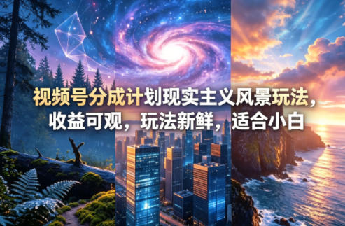 视频号分成计划现实主义风景玩法，收益可观，玩法新鲜，适合小白-灵感工坊云网创