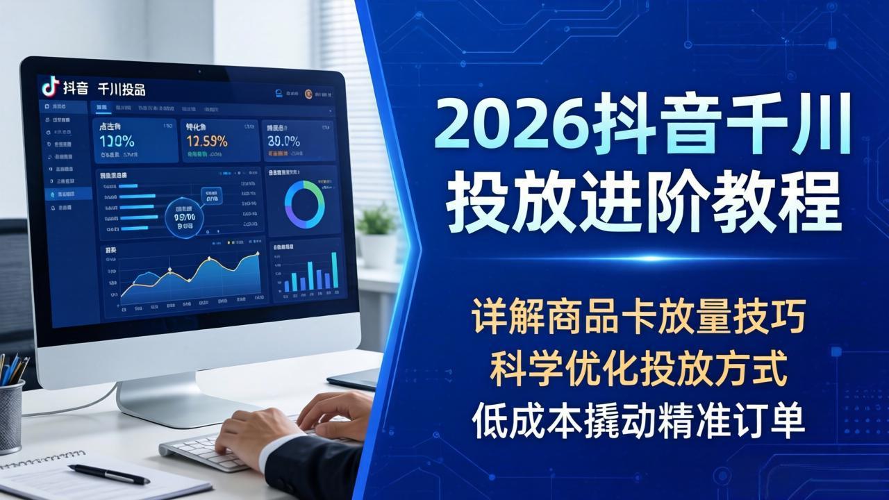 2026抖音千川投放进阶教程，详解商品卡放量技巧，科学优化投放方式，低成本撬动精准订单-小目标云网创