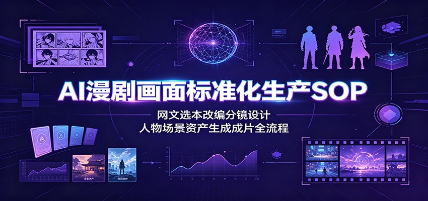 AI漫剧画面标准化生产SOP：网文选本改编分镜设计，人物场景资产生成成片全流程-小目标云网创