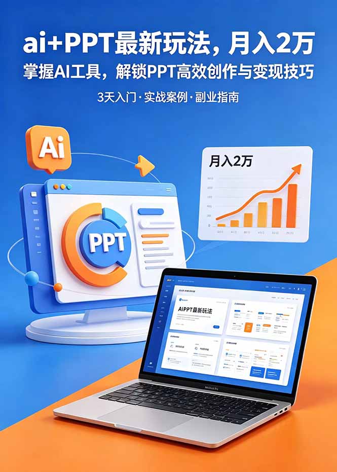 ai+PPT最新玩法,月入2万掌握AI工具,解锁PPT高效创作与变现技巧3天入门,实战案例·副业指南-小目标云网创