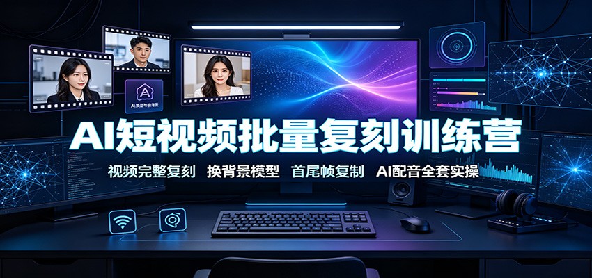 AI短视频批量复刻训练营：视频完整复刻，换背景模型、首尾帧复制、AI配音全套实操-小目标云网创