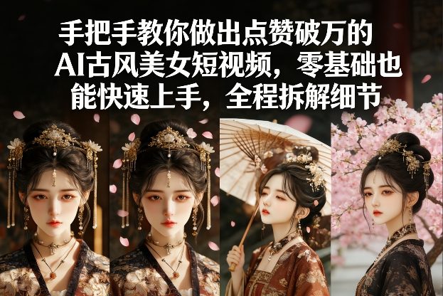手把手教你做出点赞破万的AI古风美女短视频，零基础也能快速上手，全程拆解细节-小目标云网创
