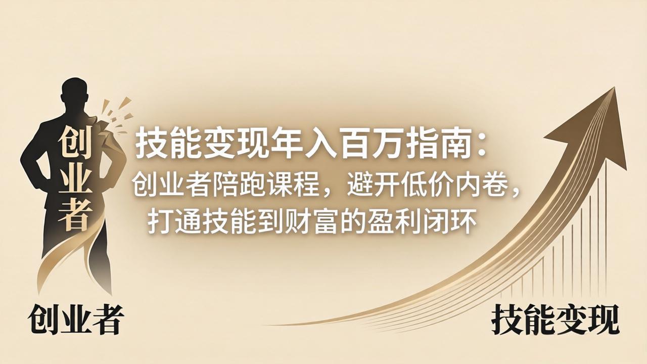 技能变现年入百万指南：创业者陪跑课程，避开低价内卷，打通技能到财富的盈利闭环-网创联盟云网创