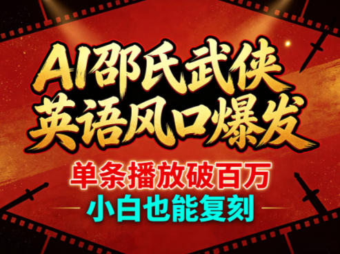AI邵氏武侠英语风口爆发，单条播放破百万，小白也能复刻-小目标云网创