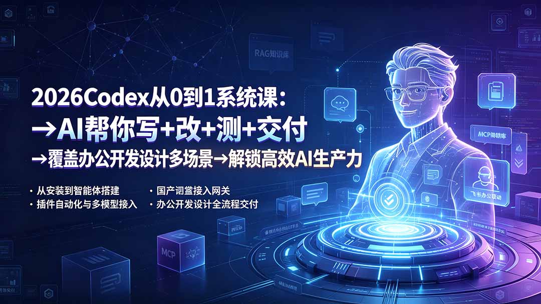 2026Codex从0到1系统课：→AI帮你写+改+测+交付→覆盖办公开发设计多场景→解锁高效AI生产力-小目标云网创