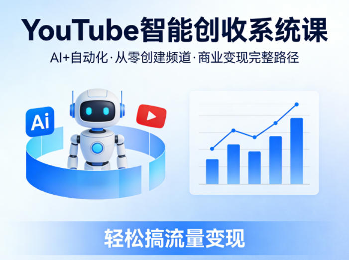 YouTube智能创收系统课，AI+自动化，从零创建YouTube频道并实现商业变现的完整路径，轻松搞流量变现-小目标云网创