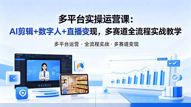 某团队多平台实操运营课-更新26年4月29：AI剪辑+数字人+直播变现，多赛道全流程实战教学-小目标云网创