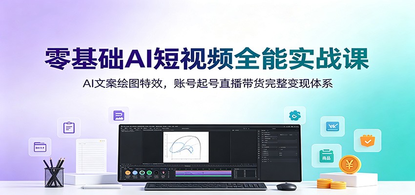 零基础AI短视频全能实战课：AI文案绘图特效，账号起号直播带货完整变现体系-小目标云网创