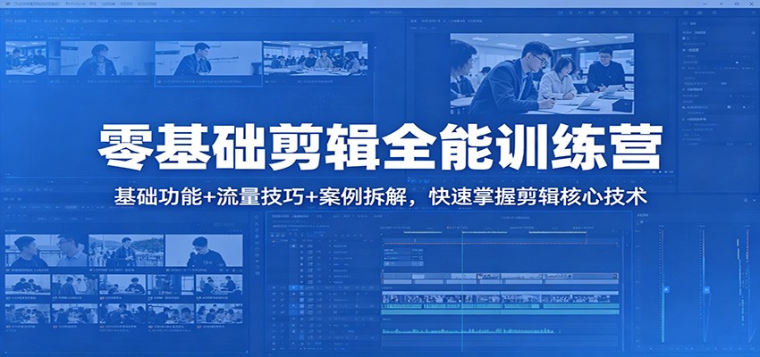 零基础剪辑全能训练营：基础功能+流量技巧+案例拆解，快速掌握剪辑核心技术-网创联盟云网创