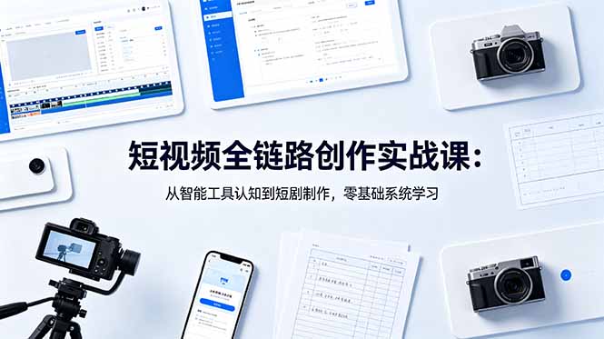 短视频全链路创作实战课：从智能工具认知到短剧制作，零基础系统学习-文创商城
