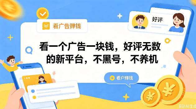 看一个广告一块钱，好评无数的新平台，不黑号，不养机，一撸几十块钱还是不错的【揭秘】-灵感工坊云网创