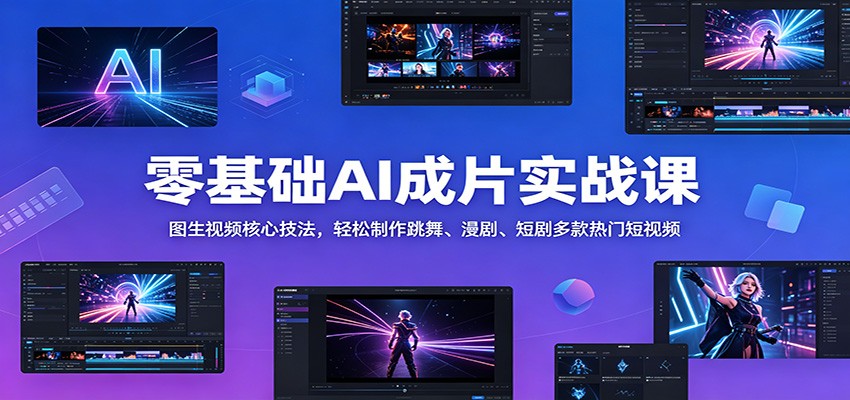 零基础AI成片实战课：图生视频核心技法，轻松制作跳舞、漫剧、短剧多款热门短视频-opc资源站