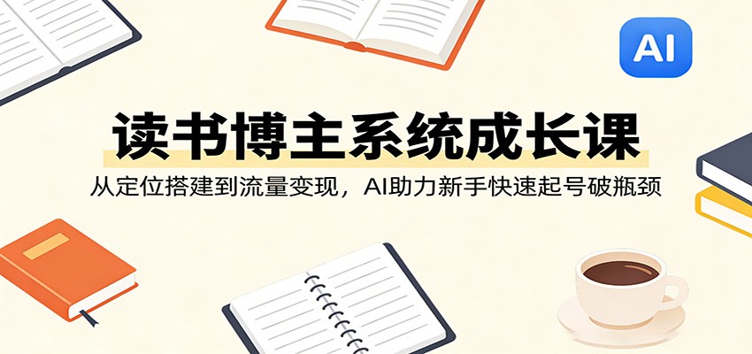 读书博主系统成长课：从定位搭建到流量变现，AI助力新手快速起号破瓶颈-沐沐云网创