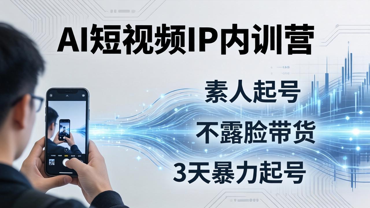 2026AI短视频IP内训营：从素人起号到不露脸带货，3天暴力起号全流程拆解-小目标云网创