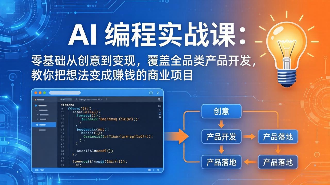 AI编程实战课-第三期-5月更新：零基础从创意到变现，覆盖全品类产品开发，把想法变成赚钱项目-夏姐拆项目