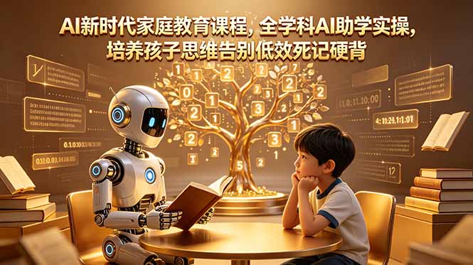 AI新时代家庭教育课程，全学科AI助学实操，培养孩子思维告别低效死记硬背-灵感工坊云网创