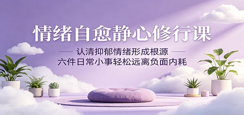 情绪自愈静心修行课：认清抑郁情绪形成根源，六件日常小事轻松远离负面内耗-极速搞钱云网创