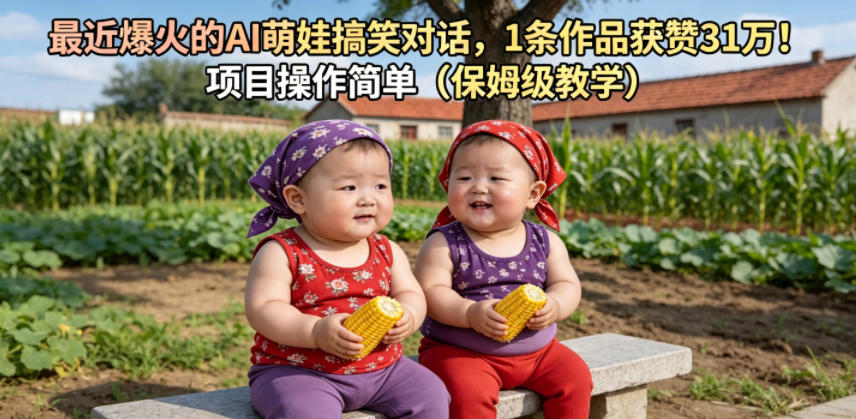 最近爆火的AI萌娃搞笑对话，1条作品获赞31W，项目操作简单(保姆级教学)-个创网云网创