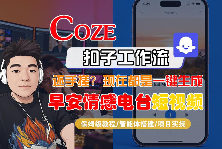 【Coze工作流搭建实操教程】【coze】早安情感电台日签视频还在手动做？用扣子工作流自动生成，省时90%-小目标云网创