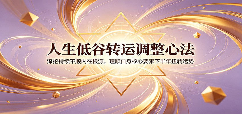 人生低谷转运调整心法：深挖持续不顺内在根源，理顺自身核心要素下半年扭转运势-极速搞钱云网创