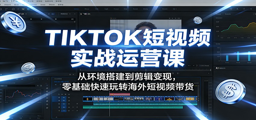 TIKTOK短视频实战运营课：从环境搭建到剪辑变现，零基础快速玩转海外短视频带货-小目标云网创