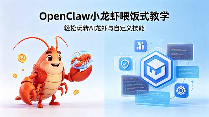 不用懂技术！OpenClaw小龙虾喂饭式教学，轻松玩转AI龙虾与自定义技能-黑猫科技云网创