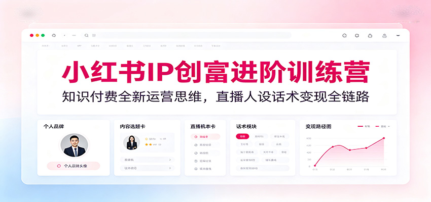 小红书IP创富进阶训练营:知识付费全新运营思维,直播人设话术变现全链路-小目标云网创