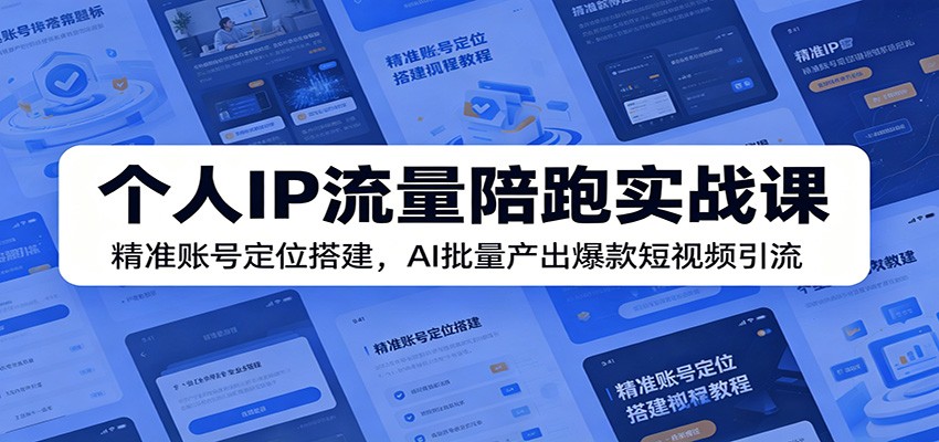 个人IP流量陪跑实战课:精准账号定位搭建,AI批量产出爆款短视频引流-极速搞钱云网创