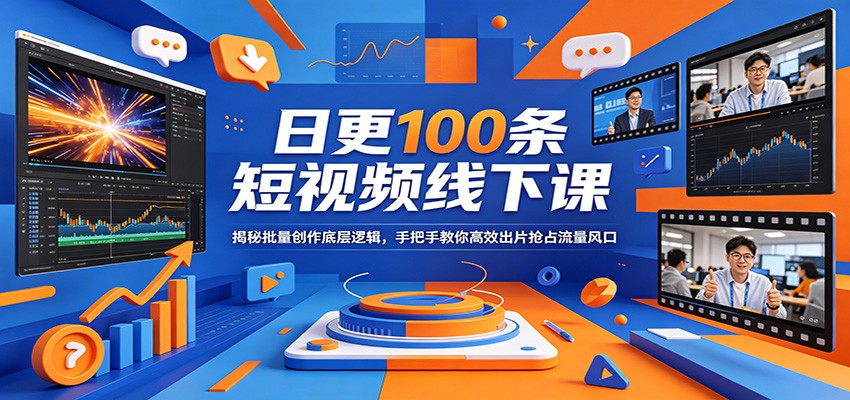 日更100条短视频线下课：揭秘批量创作底层逻辑，手把手教你高效出片抢占流量风口-赚赚小目标云网创