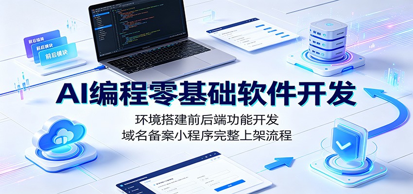 AI编程零基础软件开发:环境搭建前后端功能开发,域名备案小程序完整上架流程-小目标云网创