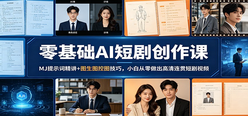 零基础AI短剧创作课：MJ提示词精讲+图生图控图技巧，小白从零做出高清连贯短剧视频-个创网云网创