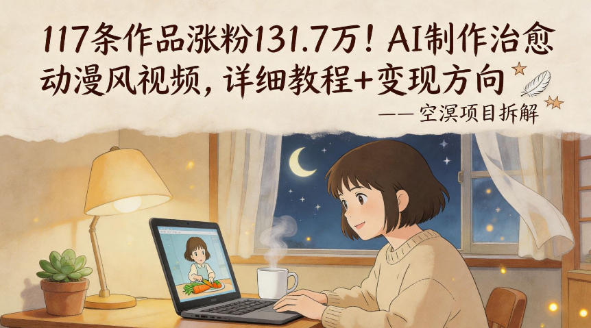 117条作品涨粉131.7W！AI制作治愈动漫风视频，详细教程+变现方向-小目标云网创