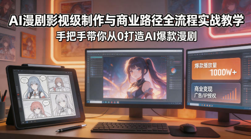 AI漫剧影视级制作与商业路径全流程实战教学，手带你从0打造AI爆款漫剧-创富资源库云网创