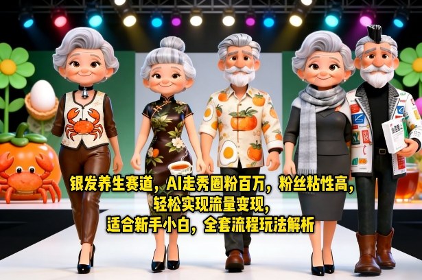 银发养生赛道，AI走秀圈粉百万，粉丝粘性高，轻松实现流量变现，适合新手小白，全套流程玩法解析-夏姐拆项目