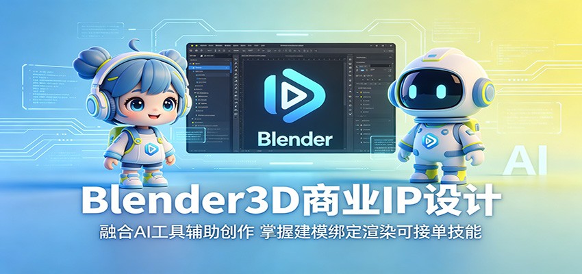 Blender3D商业IP设计：融合AI工具辅助创作，掌握建模绑定渲染可接单技能-创富资源库云网创
