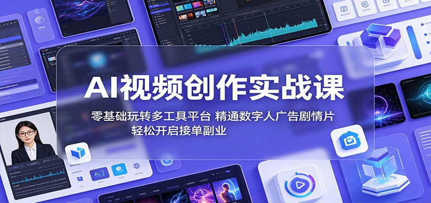 AI视频创作实战课：零基础玩转多工具平台，精通数字人广告、剧情片，轻松开启接单副业-一个小目标资源站