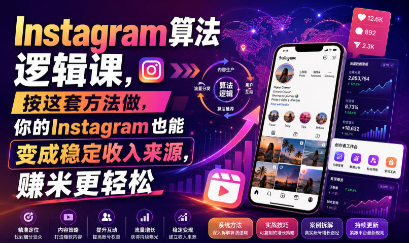 Instagram算法逻辑课,按这套方法做,你的Instagram也能变成稳定收入来源,賺米更轻松【原创双语字幕】-灵感工坊云网创