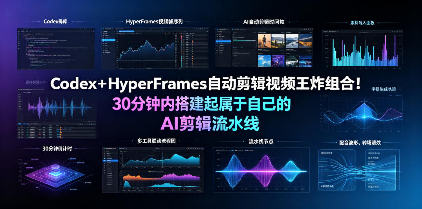 Codex+HyperFrames自动剪辑视频王炸组合!30分钟内搭建起属于自己的AI剪辑流水线(完整版实操教程手册)-小目标云网创