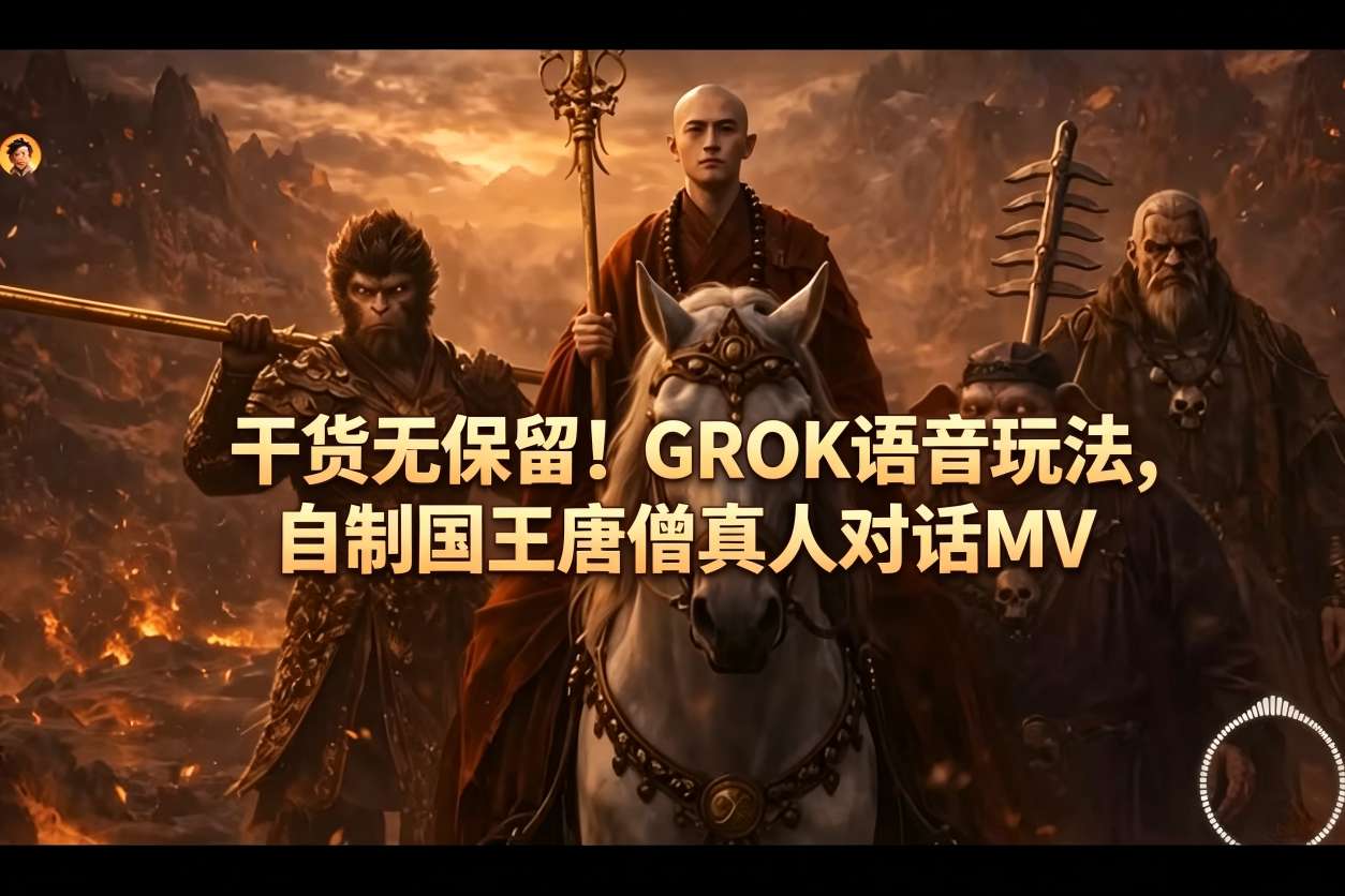 干货无保留！GROK语音玩法，自制国王唐僧真人对话MV-极速搞钱指南
