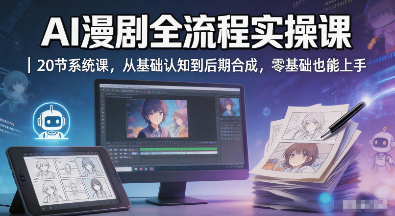 AI漫剧全流程实操课｜20节系统课，从基础认知到后期合成，零基础也能上手-创富资源库云网创