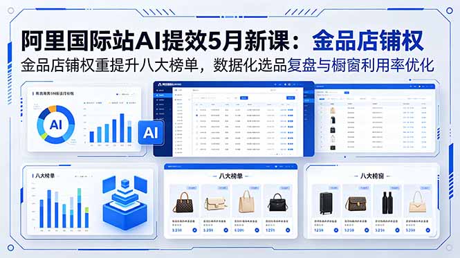 阿里国际站AI提效5月新课：金品店铺权重提升八大榜单，数据化选品复盘与橱窗利用率优化-启微空间