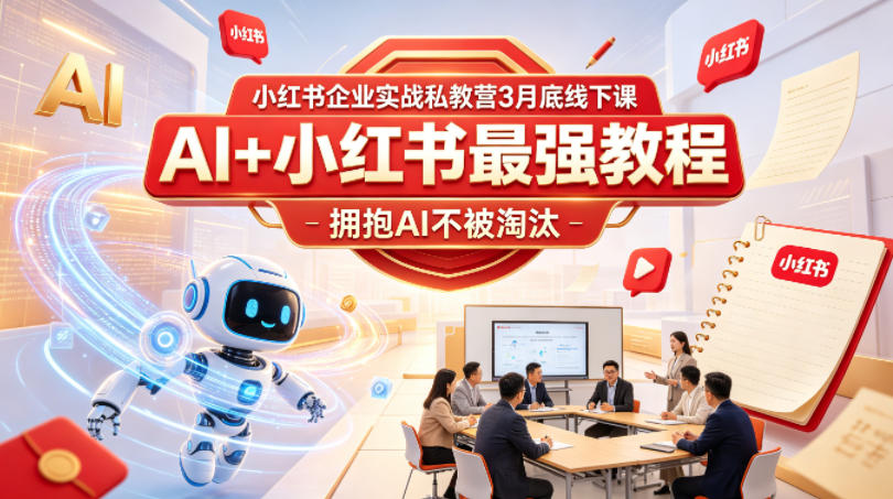小红书企业实战私教营3月底线下课，AI+小红书最强教程，拥抱AI不被淘汰-极速搞钱指南