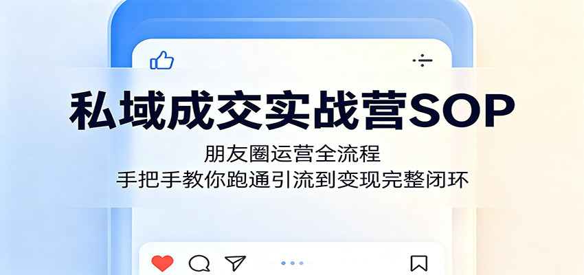 私域成交实战营SOP：朋友圈运营全流程，手把手教你跑通引流到变现完整闭环-沐沐云网创