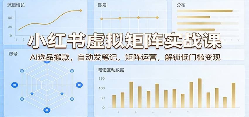 小红书虚拟矩阵实战课：AI选品搬款，自动发笔记，矩阵运营，解锁低门槛变现-极速搞钱云网创