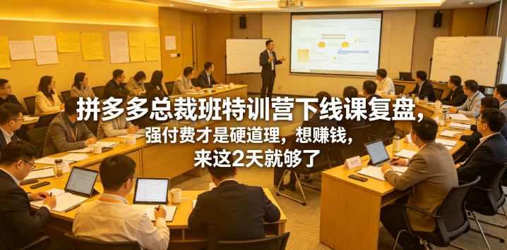 拼多多总裁班特训营下线课复盘，强付费才是硬道理，想賺钱，来这2天就够了-小目标云网创